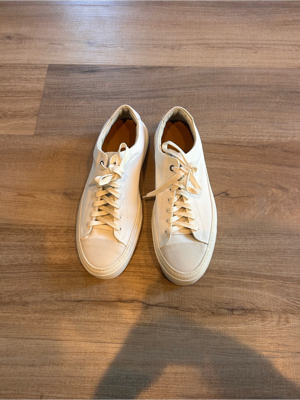 Minimalist Cream Low-Top Leather Sneakers for Men